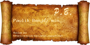 Paulik Benjámin névjegykártya